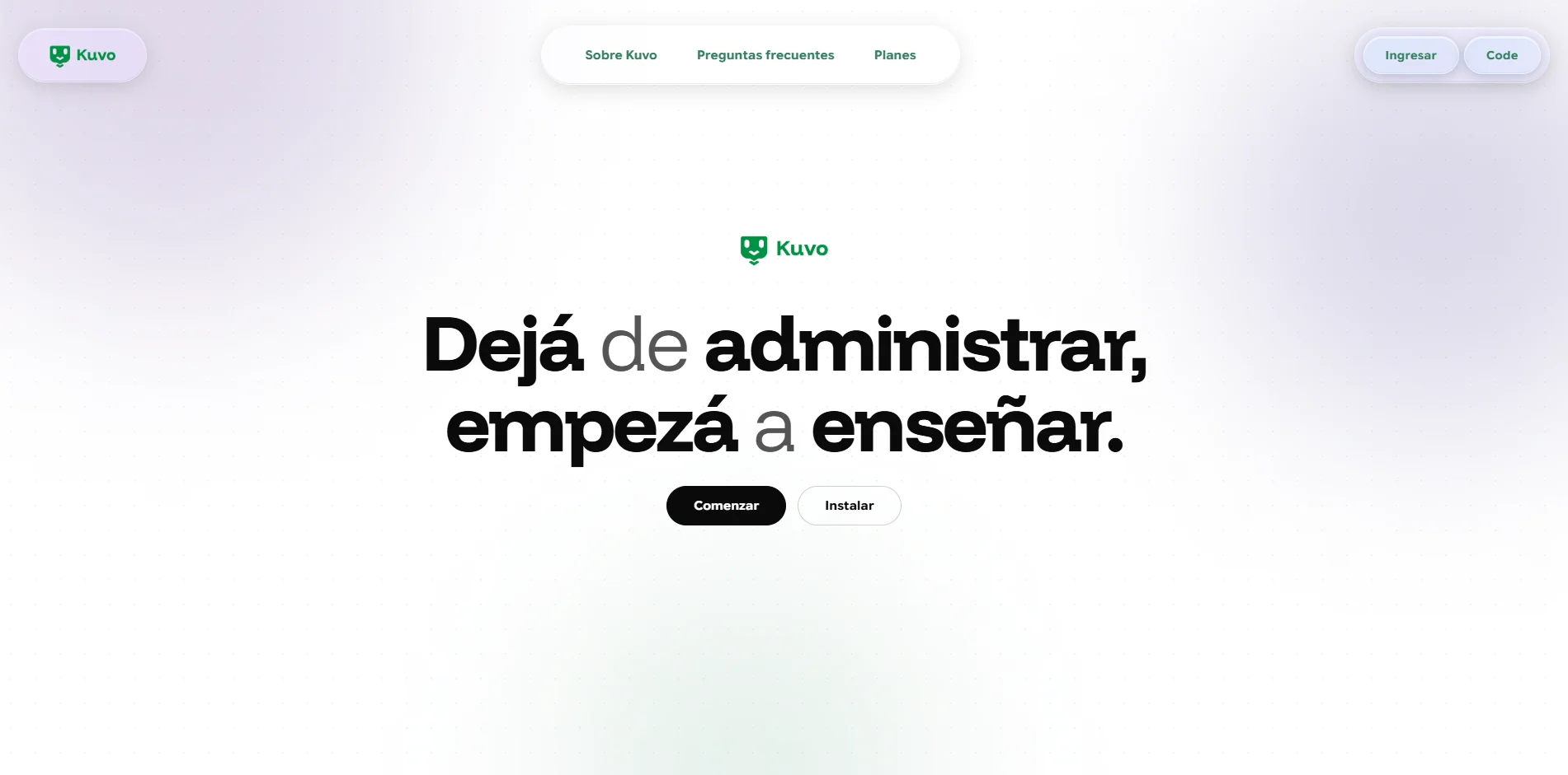 Kuvo — Landing page de la plataforma para docentes